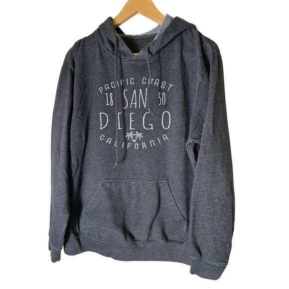 SAN DIEGO CALIFORNIA Charcoal Gray Pacific Coast Pullover Hoodie SZ M - Picture 1 of 6